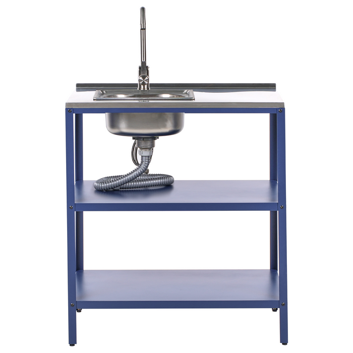 Beliani-VILAMA-Tuin kookeiland met keukenkast 3-delig-Blauw-RVS
