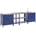 Beliani-VILAMA-Tuin kookeilanden en keukenkasten 4-delig-Blauw-RVS