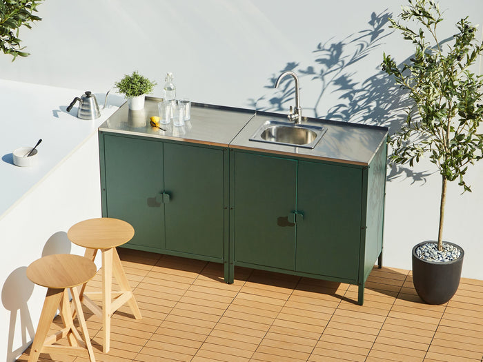 Beliani - VILAMA - Tuin keukenset 2-delig met spoelbak - Groen - RVS