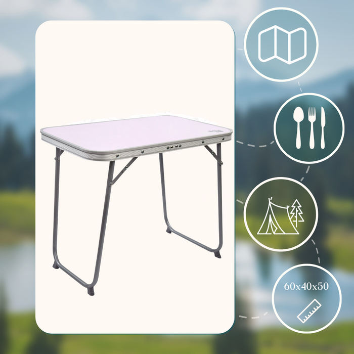 HIXA Aktive Campingtafel Kampeertafel Inklapbaar Handvat Wit  60x40...