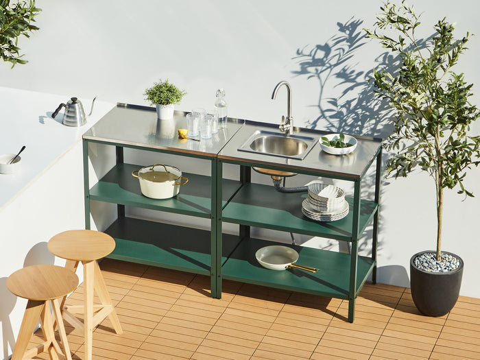 Beliani - VILAMA - Buitenkeuken eiland - Groen - 80x50x92 cm - Staal