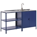 Beliani-VILAMA-Tuin kookeiland met keukenkast 2-delig-Blauw-RVS