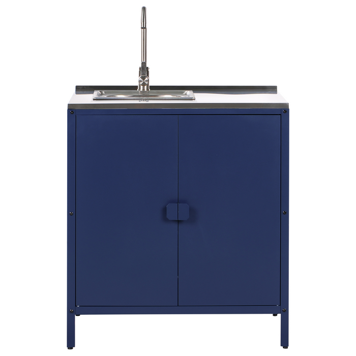 Beliani-VILAMA-Tuin kookeiland met keukenkast 2-delig-Blauw-RVS