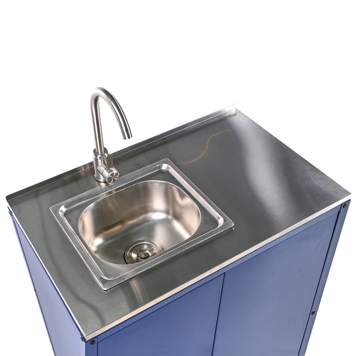 Beliani-VILAMA-Tuin kookeiland met keukenkast 2-delig-Blauw-RVS