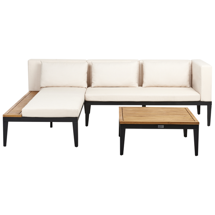 Beliani-BRACCIANO-Loungeset 3-zits-Lichtbeige-Gecertificeerd acaciahout