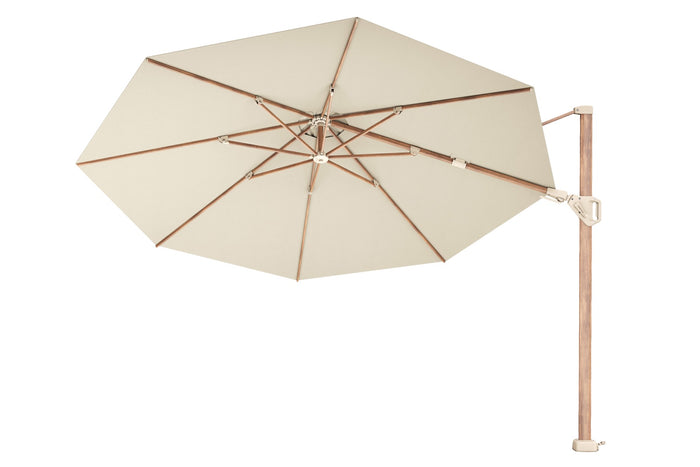 Platinum Challenger Zweefparasol T2 premium - 3,5 m. rond Champagne teak