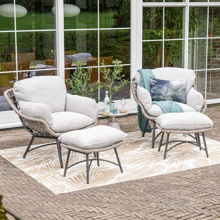 Garden Impressions Selene loungestoelen taupe - Tepa bijzettafel Ø50cm