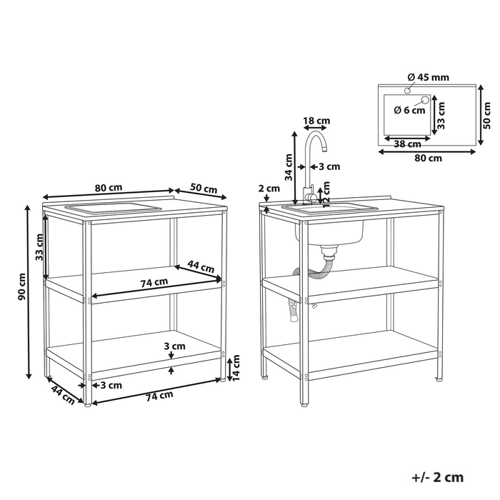 Beliani - VILAMA - Tuin kookeiland set - Wit - 2-delig - RVS