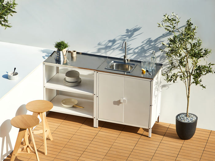 Beliani - VILAMA - Tuin kookeiland met keukenkast 2-delig - Wit - RVS
