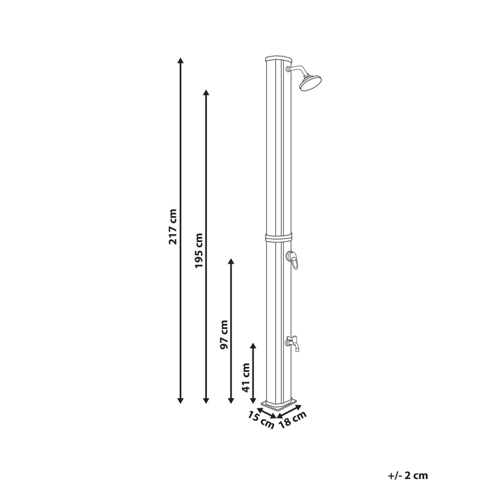 Beliani-TOPOCALMA-Buitendouche op zonne-energie-Zwart|Zilver-PVC