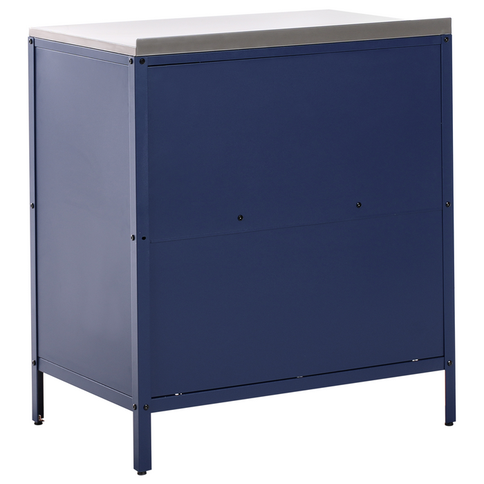 Beliani-VILAMA-Tuinkookeiland met kast en spoelbak 3-delig-Blauw-RVS