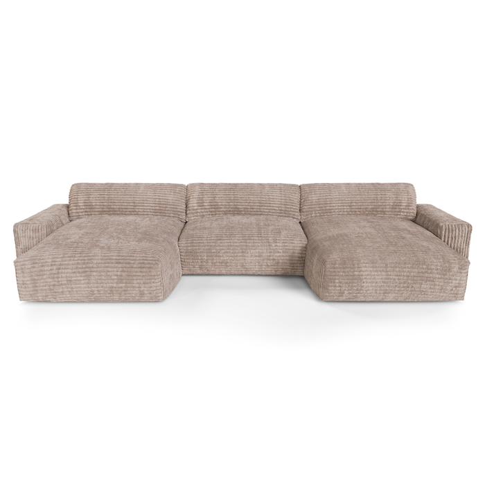 XXL taupe corduroy panorama bank 220cm