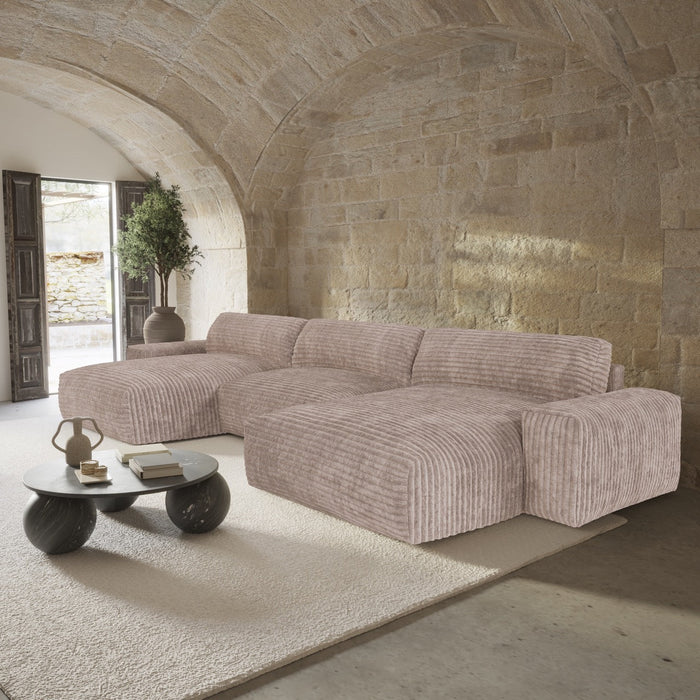 XXL taupe corduroy panorama bank 220cm