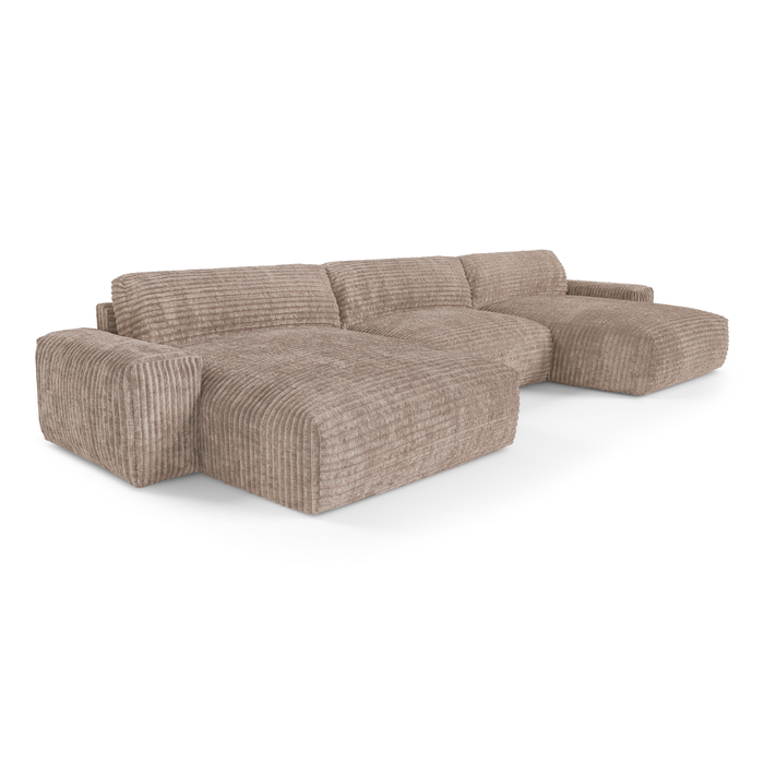 XXL taupe corduroy panorama bank 220cm
