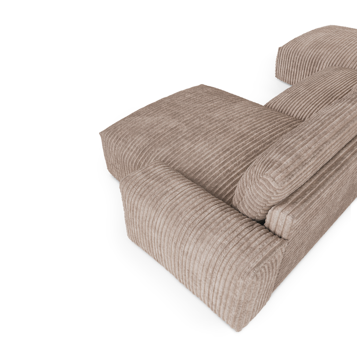 XXL taupe corduroy panorama bank 220cm
