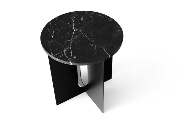 Androgyne bijzettafel Ø40 zwart, Emperador marmer donker