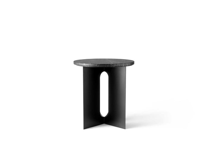 Androgyne bijzettafel Ø40 zwart, Emperador marmer donker