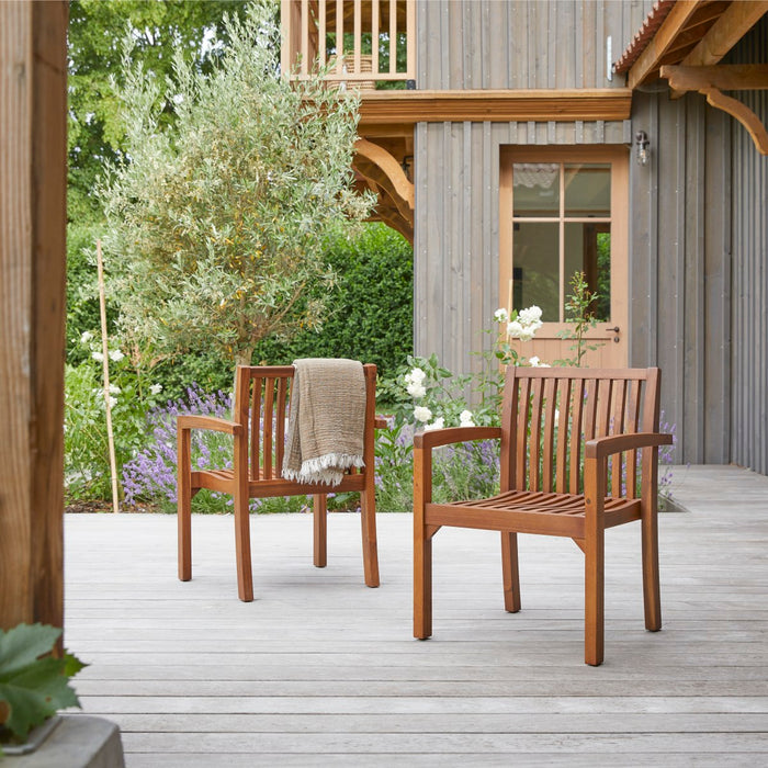 Tikamoon - Pilar - Set van 2 tuinstoelen met armleuning in massief ac…
