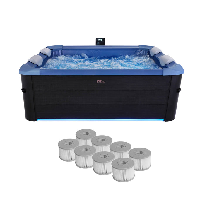 sweeek - Vaste spa 6 plaatsen, vierkant, blauw, hydromassages, 4