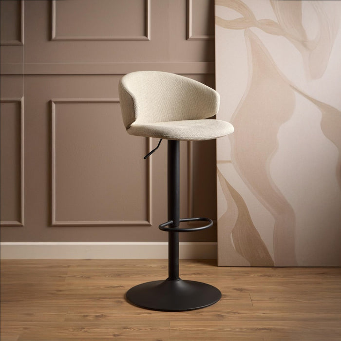 Giga Living - Barkruk Beige|Zwart Stof - Zithoogte 82cm - Valerie - Set van 2