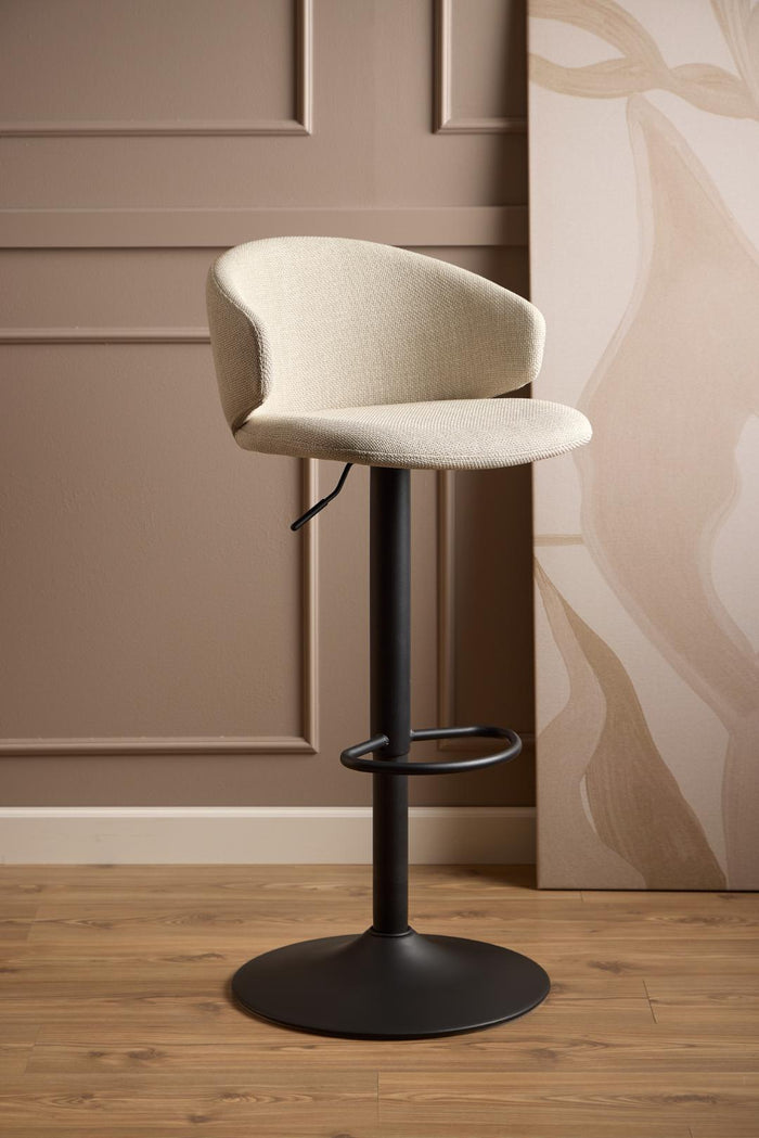 Giga Living - Barkruk Beige|Zwart Stof - Zithoogte 82cm - Valerie - Set van 2