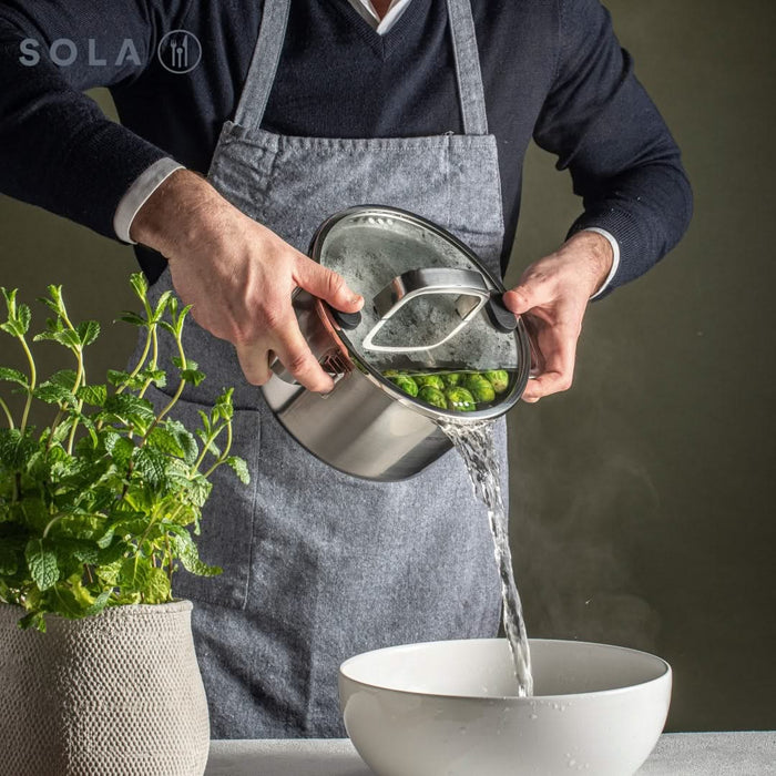 Sola Pannenset Juvia - RVS - Kookpan ø 16, 18, 20, 24 cm & Steelpan ø 16 cm - Inductie & Downdraft geschikt - 5 Delig