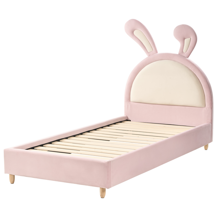 Beliani - LALLIAS - Eenpersoonsbed - Roze - 90 x 200 cm - Fluweel