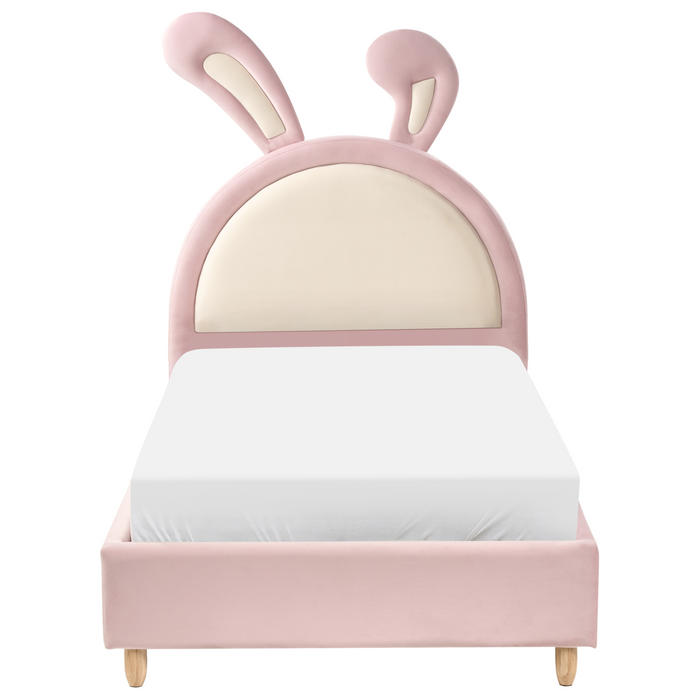 Beliani - LALLIAS - Eenpersoonsbed - Roze - 90 x 200 cm - Fluweel