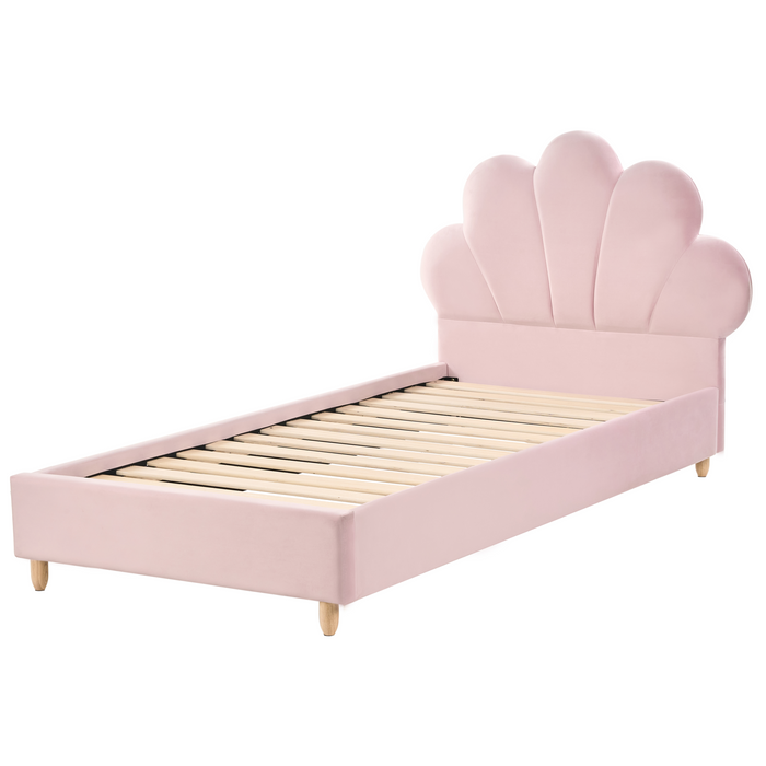 Beliani - NEULISE - Eenpersoonsbed - Roze - 90 x 200 cm - Fluweel