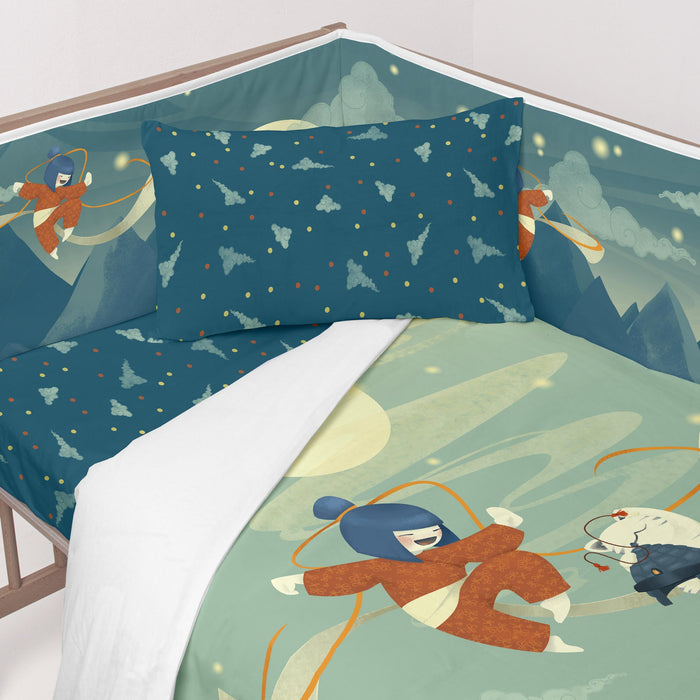 The warrior Wieg 210x40 cm Mr Fox, Veelkleurig, 100% katoen, de kwaliteit van 150 TC
