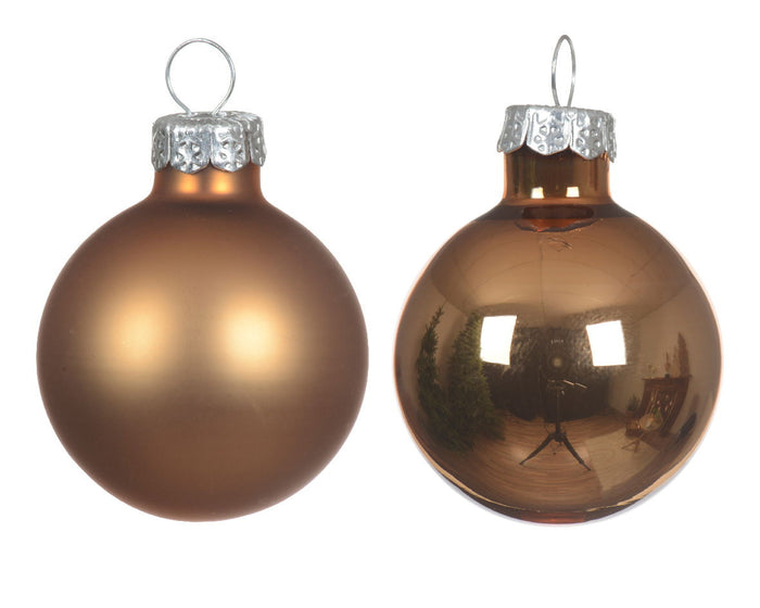 Decoris - Kerstbal glas d3.5 cm pec.bruin 16st