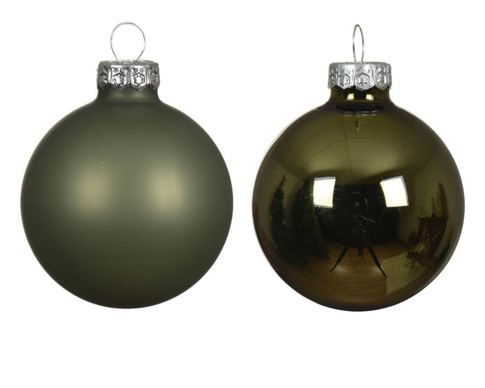 Decoris - Kerstbal glas d5 cm rosemarijn 12st