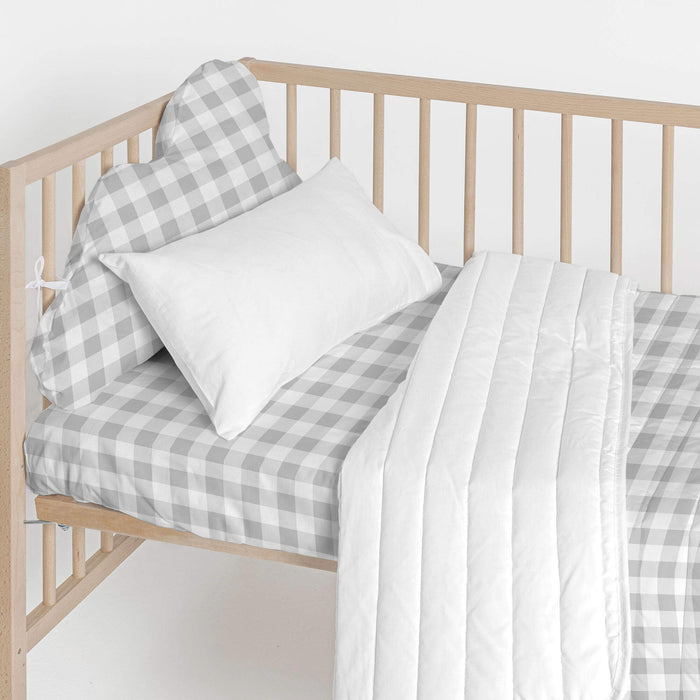 Vichy Hoofdbeschermer 60x40 cm Grijs Basic Kids, Grijs, 100% katoen, de kwaliteit van 150 hilos