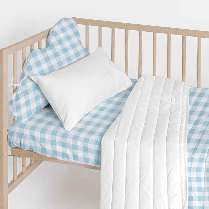 Vichy Hoofdbeschermer 60x40 cm Blauw Basic Kids, Blauw, 100% katoen, de kwaliteit van 150 hilos