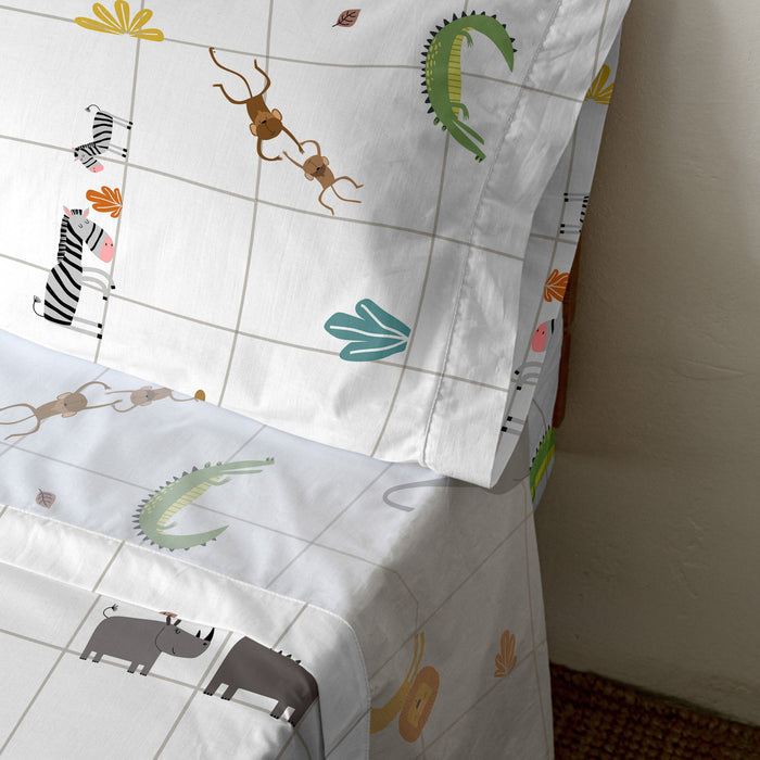 Mini savanna Laken Set 2-delig 160x270 cm (Bed 80|90) Happyfriday Mini, Veelkleurig, 100% katoen, de kwaliteit van 150 TC