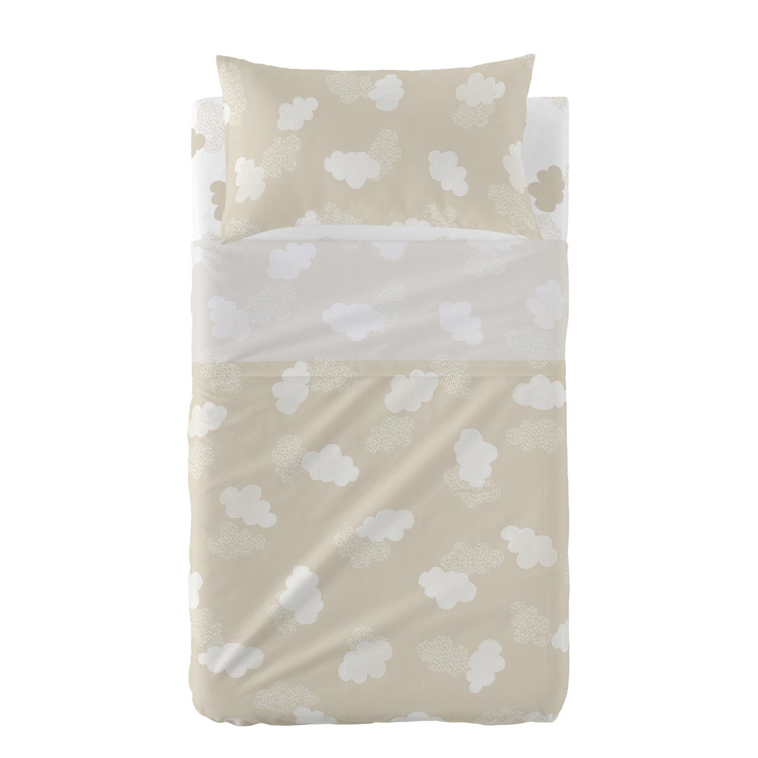 Clouds Laken Set ledikant 2-delig Beige Basic Kids, Beige, 100% katoen, de kwaliteit van 150 TC