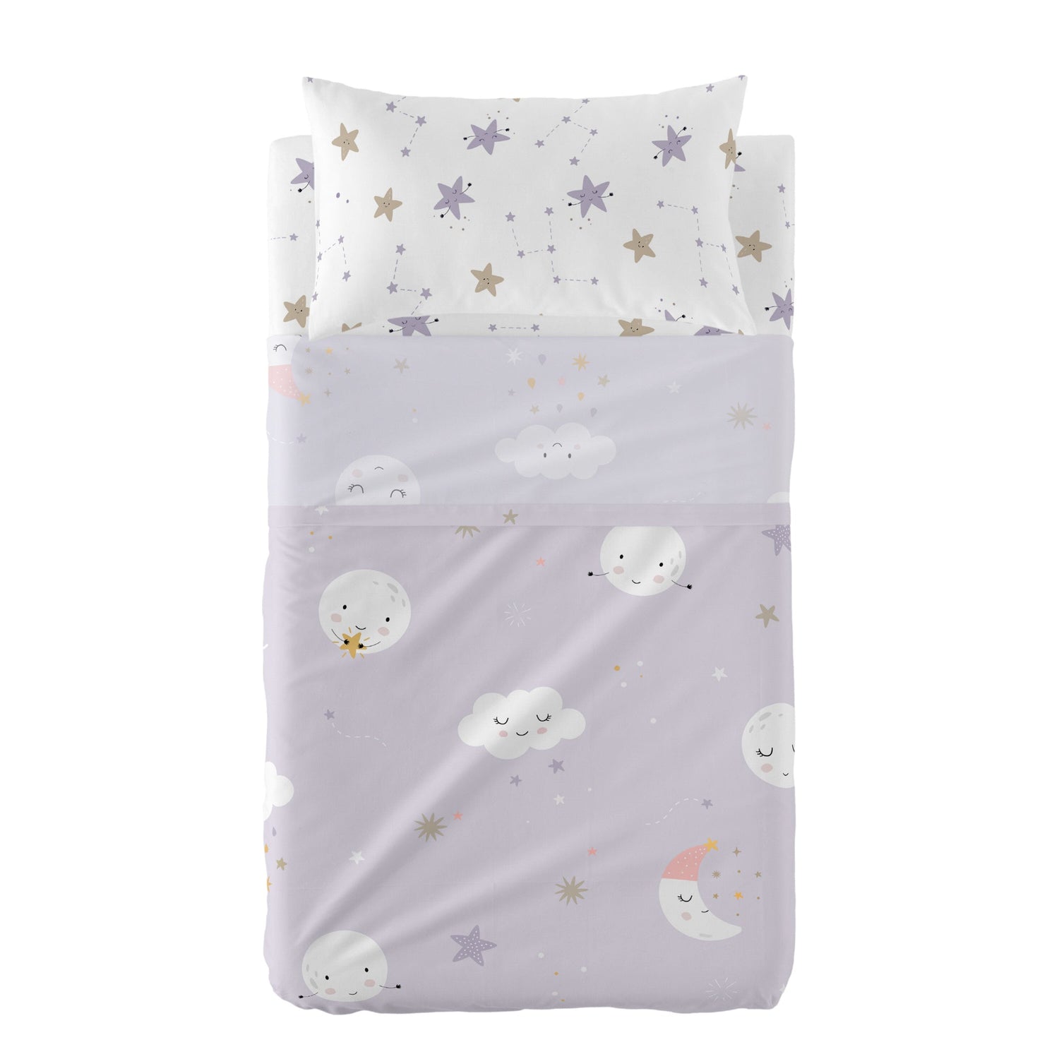 Moons Laken Set 2-delig 120x180 cm (Maxiledikant) Moshi Moshi, Veelkleurig, 100% katoen, de kwaliteit van 150 TC