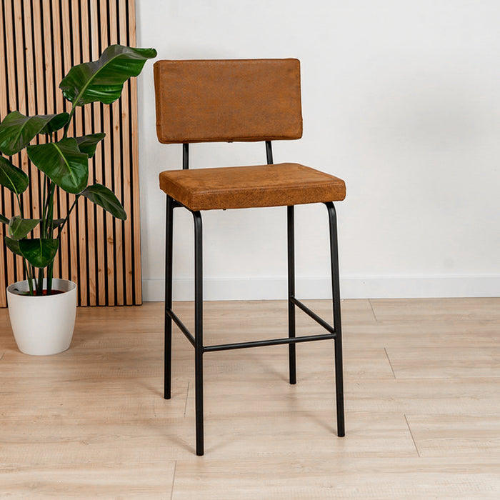 Bronx71 Industriële barkruk Espen cognac eco-leer 64-77 cm