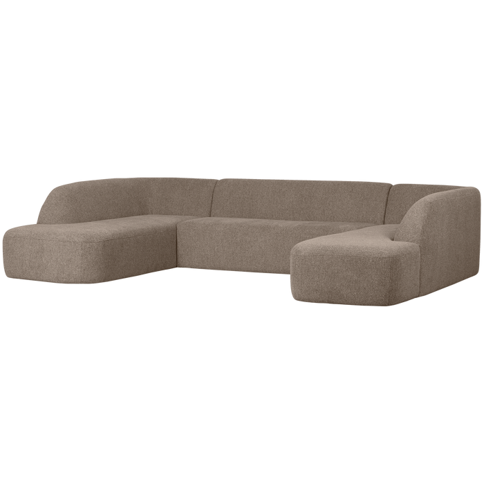 WOOOD Sloping U-Bank - Chenille - Lichtbruin Melange