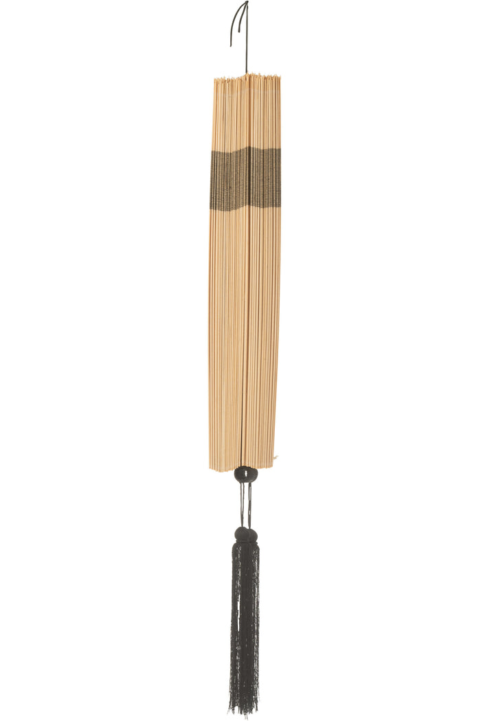 J-Line wanddecoratie Waaier + Kwast - riet - naturel|zwart -