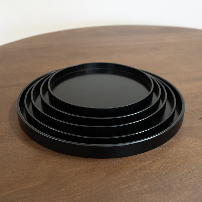 QUVIO Houten dienblad rond - Maat XL - Diameter 33 cm - Zwart