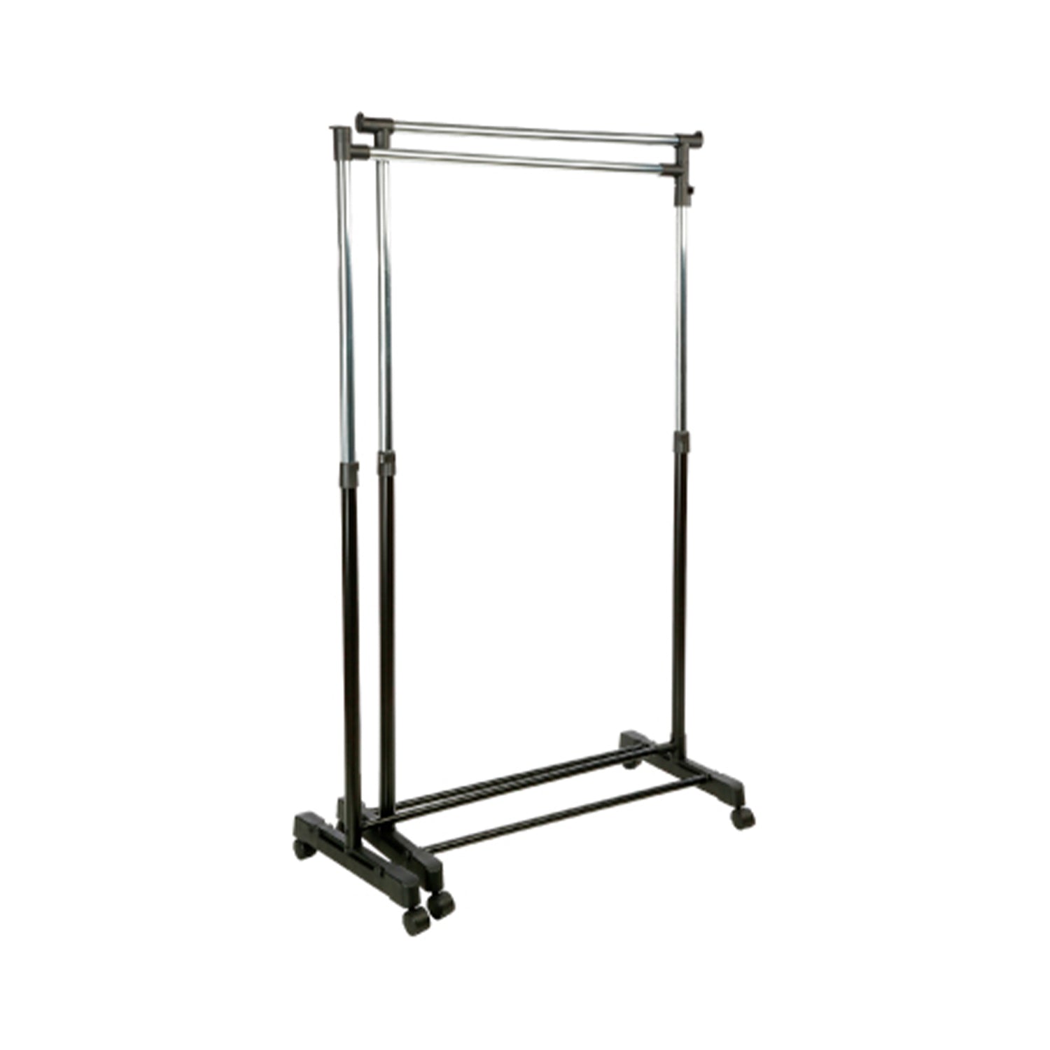5Five Kledingrek 2x enkele stang - kunststof - zwart - 162 x 168cm