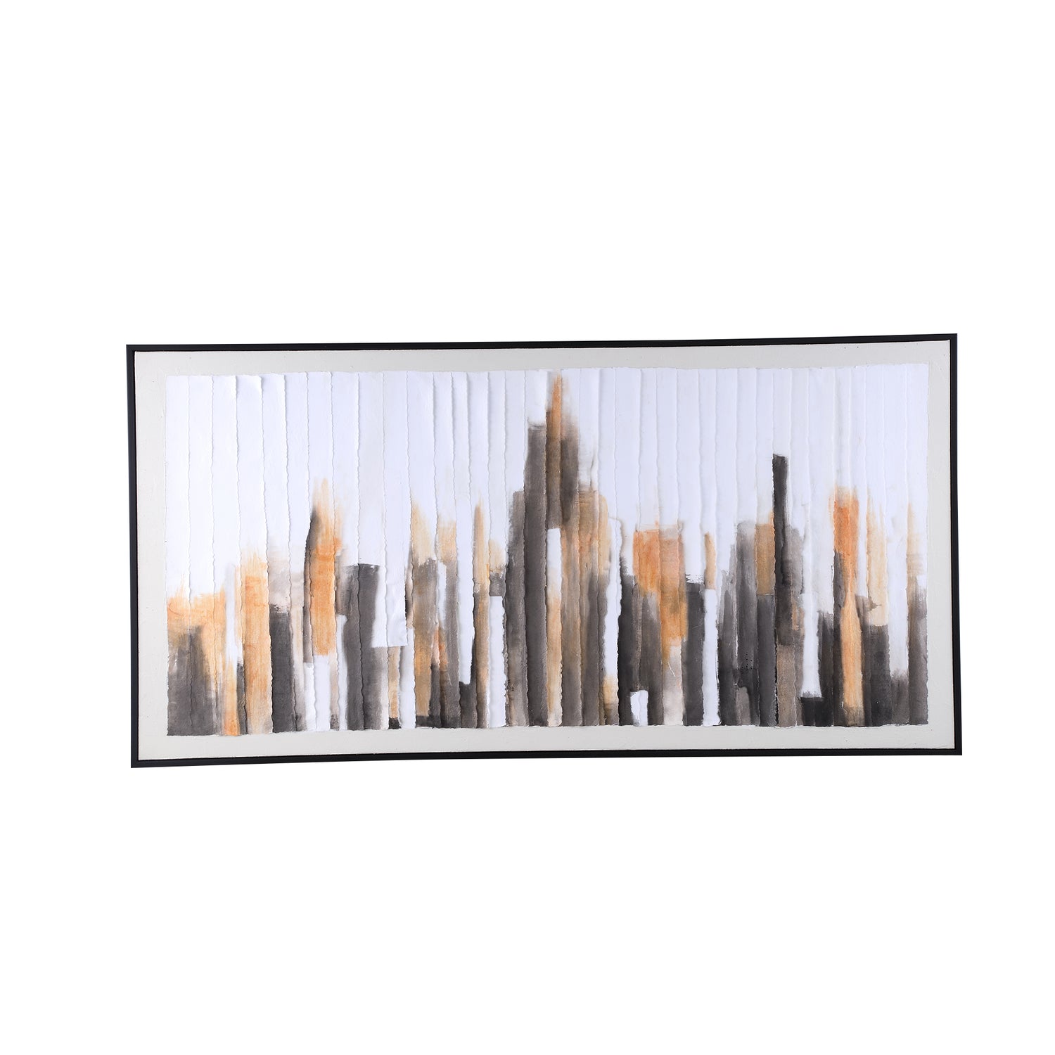PTMD Gustas Brown Framed Wallpanel Poly Strips Rectangl