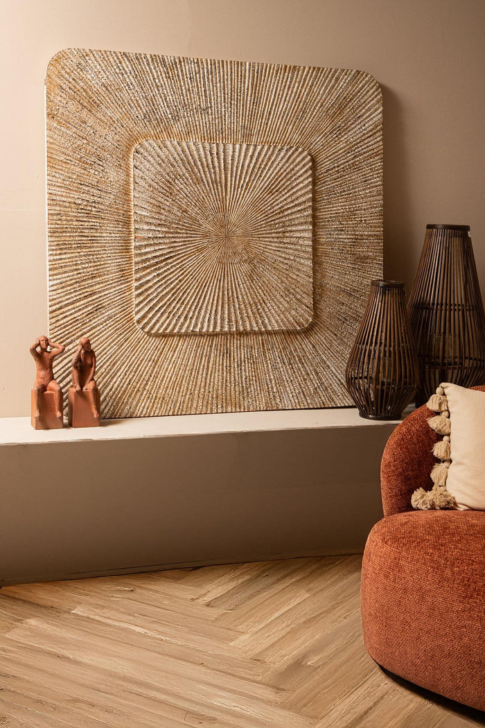 PTMD Dishita Cream Square Mdf  Wall Panel Ribbed Large