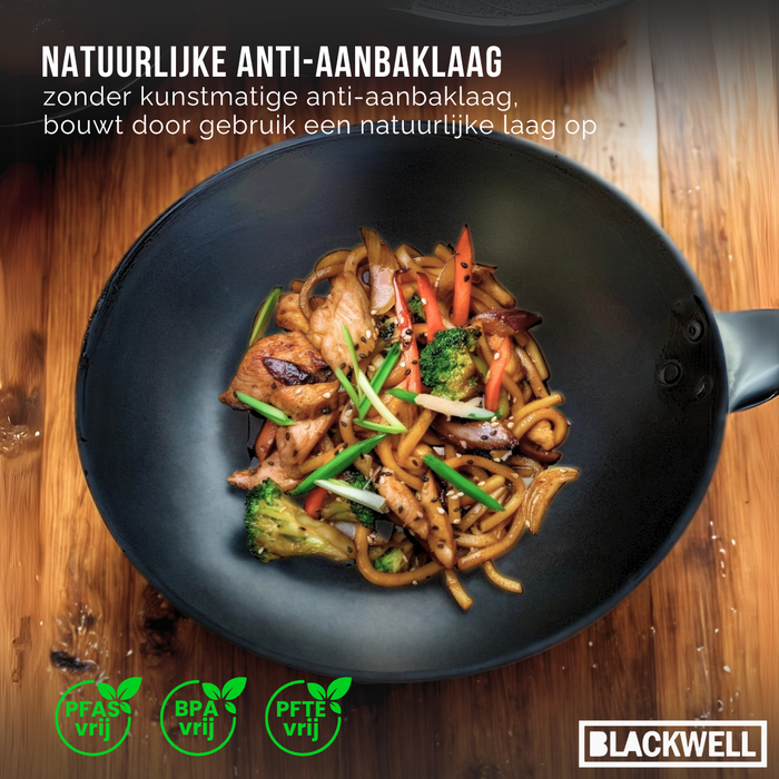 Cookinglife Wokpan Voccelli - Plaatstaal - ø 30 cm - zonder anti-aanbaklaag