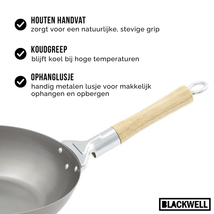 Cookinglife Wokpan Voccelli - Plaatstaal - ø 30 cm - zonder anti-aanbaklaag