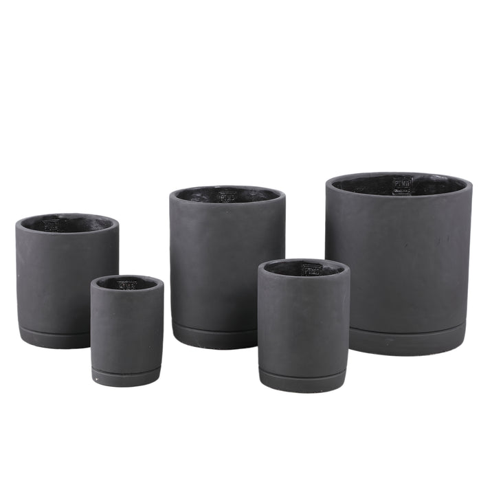 PTMD Vik Purple Dark Cement Cylinder Pot Round Matt XL