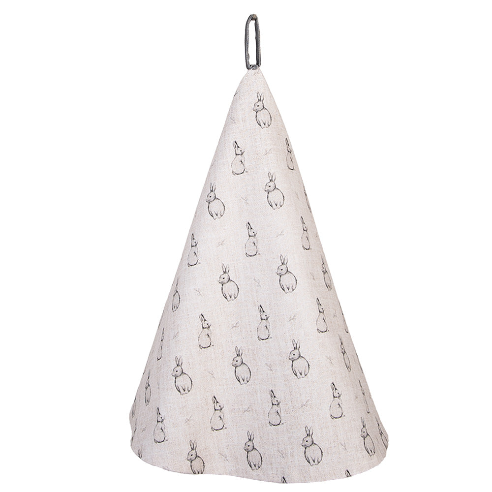 Clayre & Eef Theedoek Ø 80 cm Beige Grijs Katoen Konijn