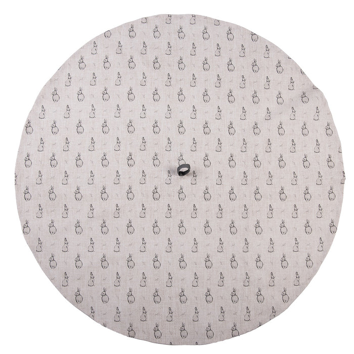 Clayre & Eef Theedoek Ø 80 cm Beige Grijs Katoen Konijn