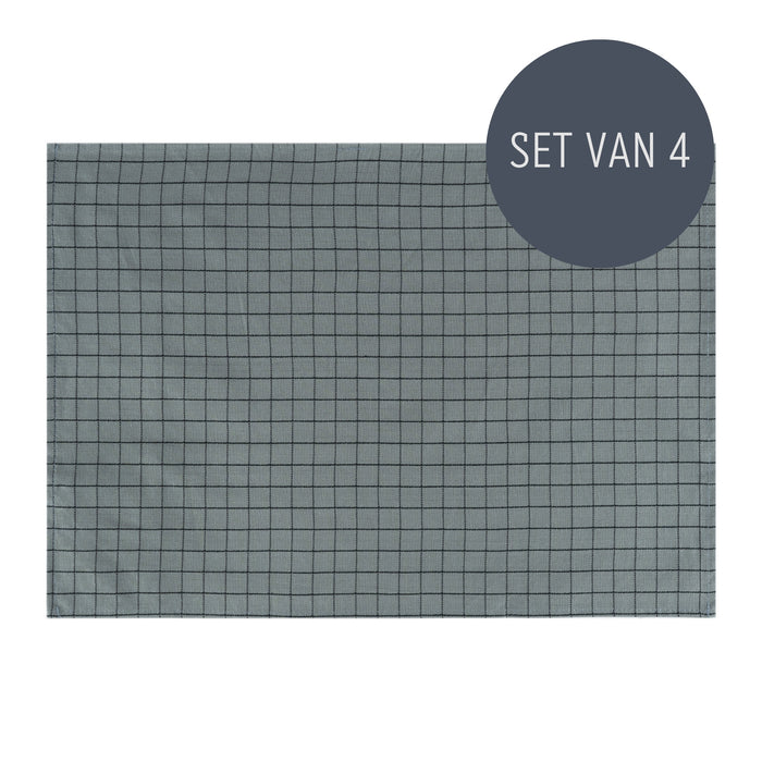 Krumble Theedoek met ruitpatroon klein - 40 x 60 cm - Katoen - Grijs